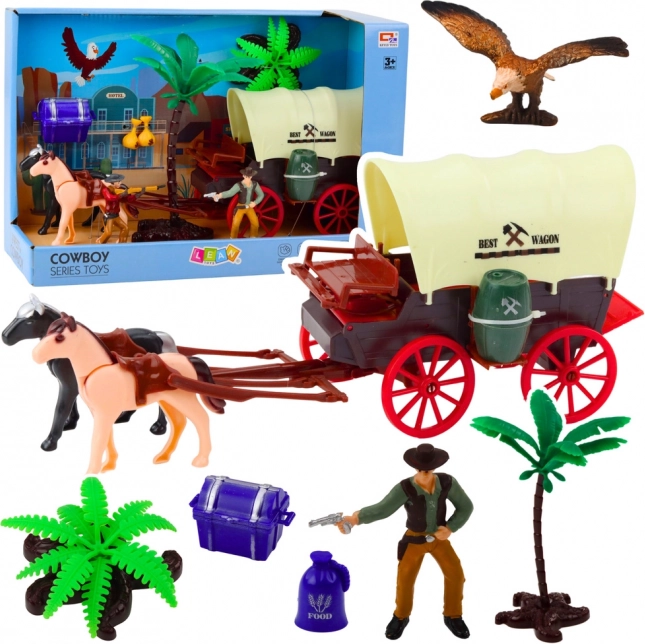 Kovboj készlet western kocsival és figurákkal