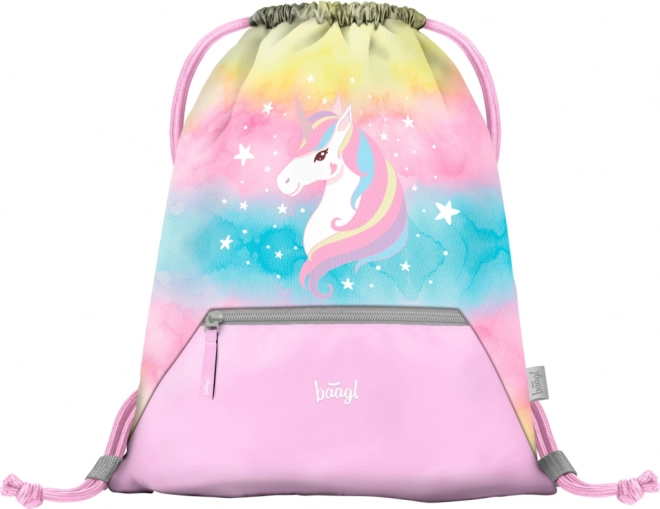 Baagl 3 darabos szett Airy Rainbow Unicorn: Iskolatáska, tolltartó, tornazsák