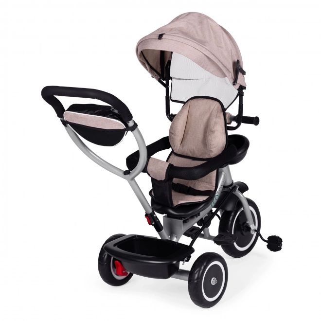 Ecotoys 2 az 1-ben tricikli babakocsi, forgatható ülés, összecsukható tető, bézs