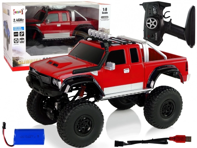 Távirányítós terepjáró autó 1:8 piros 4x4