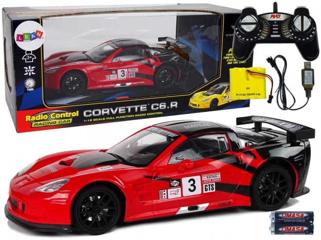 Távirányítós autó Corvette C6.R piros fényekkel