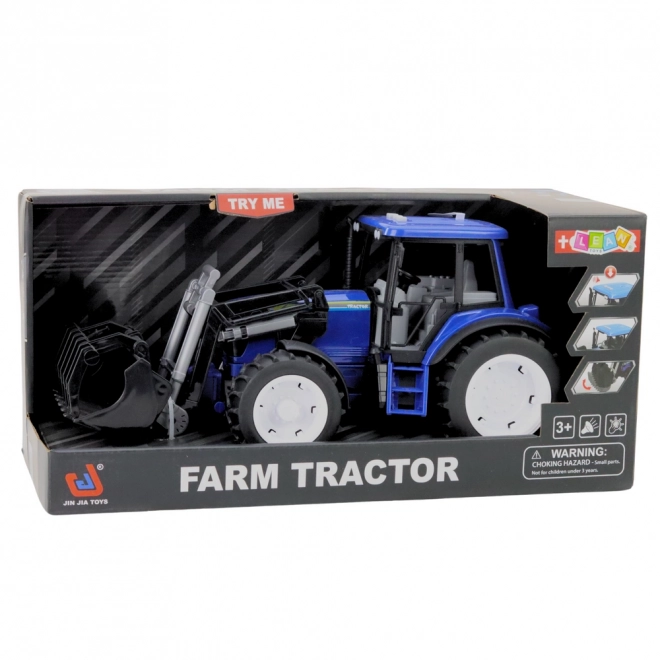 Gyerek traktor mozgatható kanállal kék színben