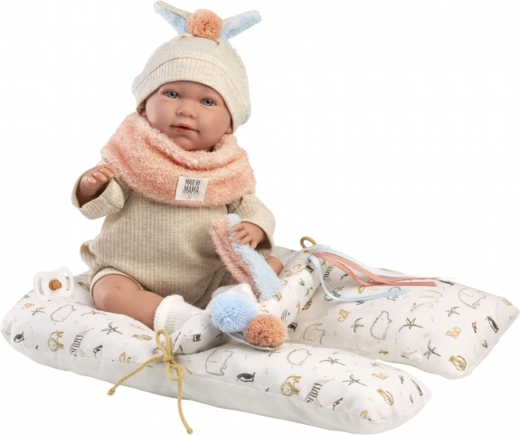 Realisztikus baba csecsemő hangokkal és puha szövet testtel 42 cm