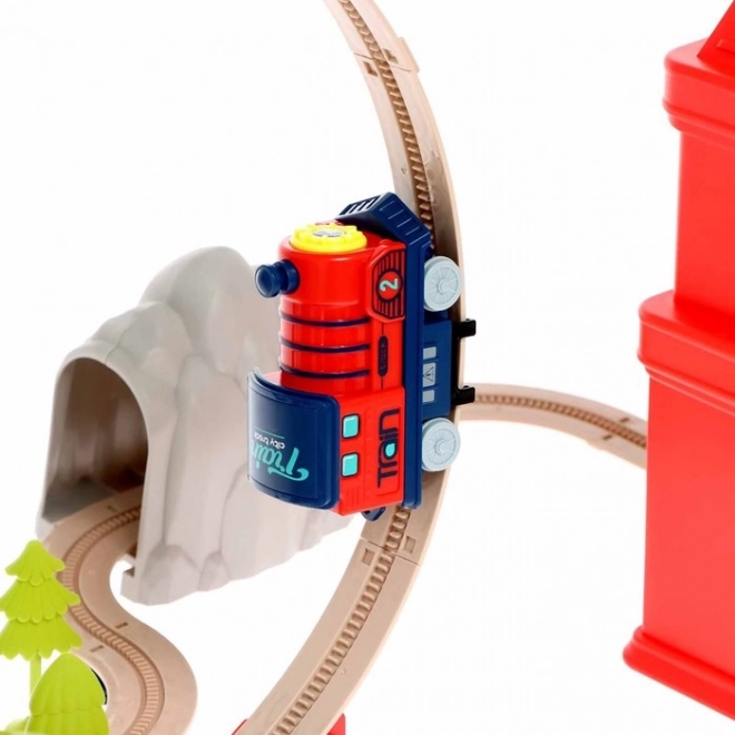 Woopie Elektromos vonatkészlet összecsukható 2-az-1-ben 87 darabos, 3,5 m hosszú
