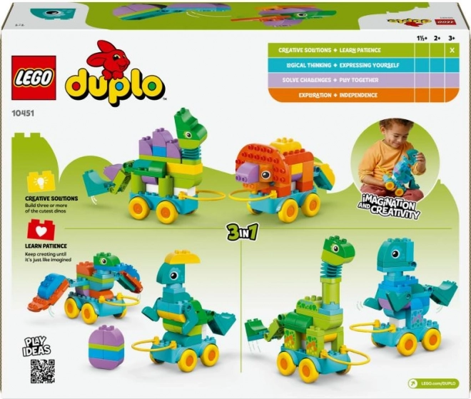 LEGO DUPLO Építőkészlet 3 az 1-ben: Dinoszauruszok kerekeken