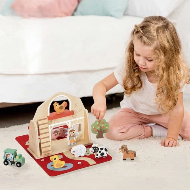 Tooky Toy Fa Összerakható Tanyája Állatfigurákkal