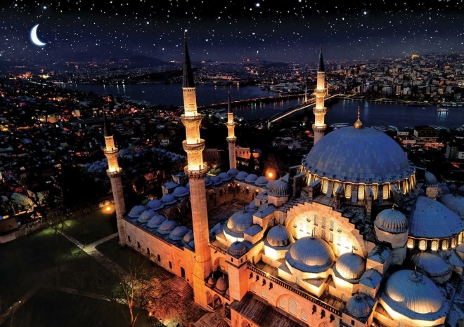 Neon fényű puzzle Kék Mecset 1000 darab