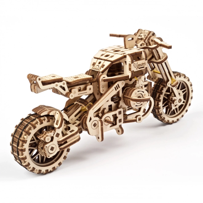 Ugears 3D fa mechanikus puzzle Scrambler motorkerékpár oldalkocsival