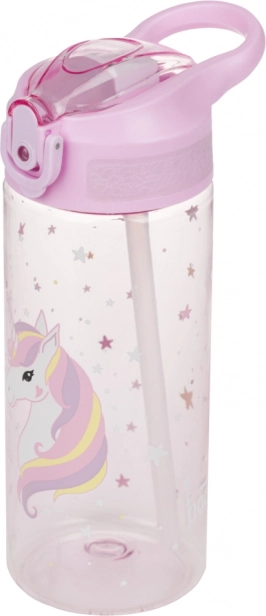Tritán ivópalack szívószállal Rainbow Unicorn 500 ml