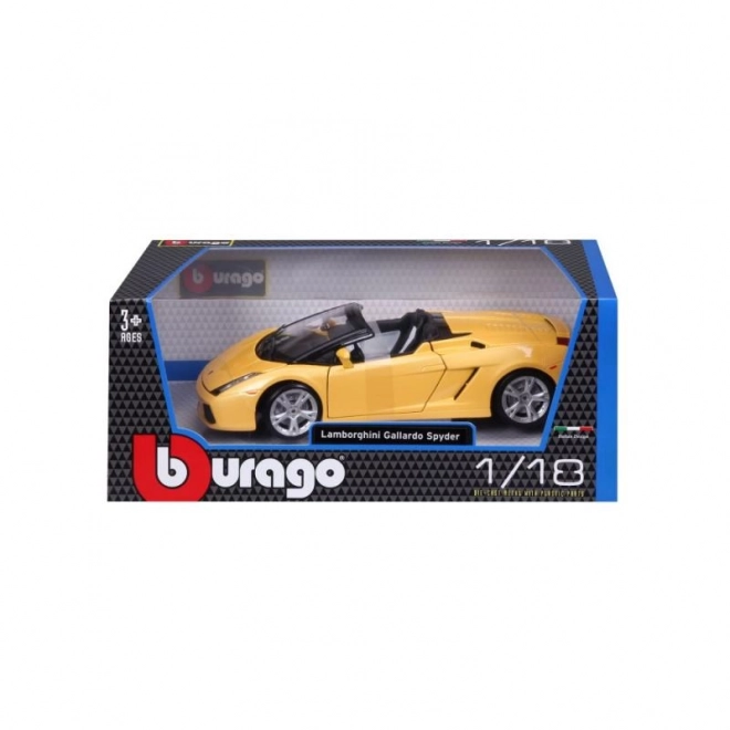 Bburago lamborghini gallardo spyder fémmodell sárga 1:18