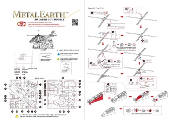 Metal Earth 3D puzzle AH-64 Apache harci helikopter