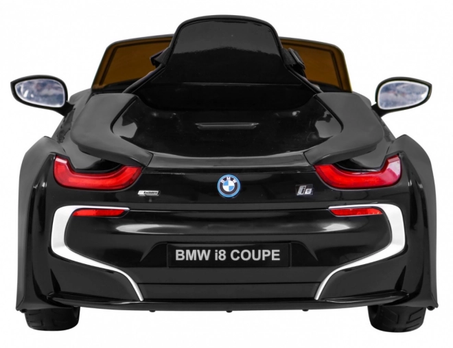 BMW I8 Lift Akkumulátoros Autó Fekete + távirányító + lassú indítás + 3 pontos övek + MP3 USB + LED dióda