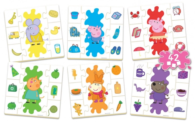 Peppa malac színtanuló puzzle gyerekeknek 6x7 darabos