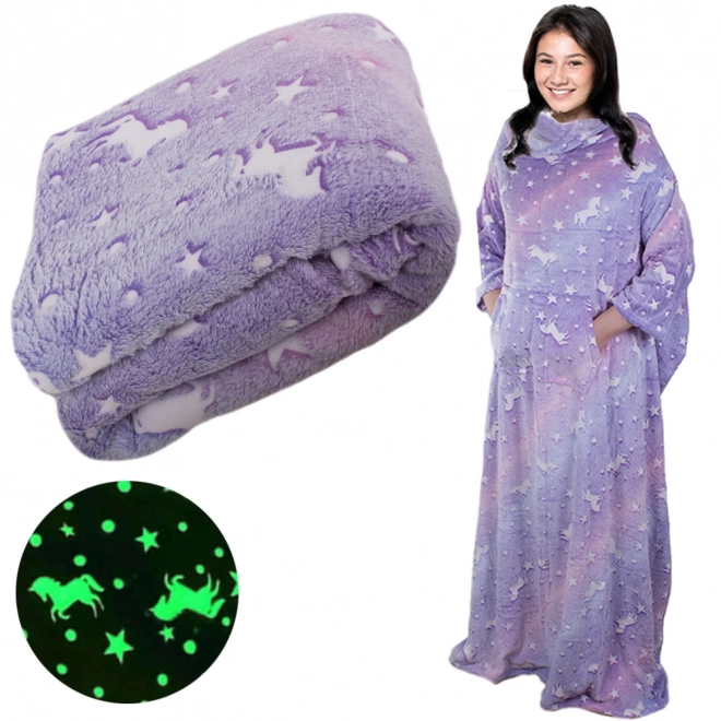 Fleece takaró ujjal fluoreszkáló