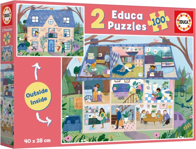 EducA puzzle ház kívül-belül 2x100 db