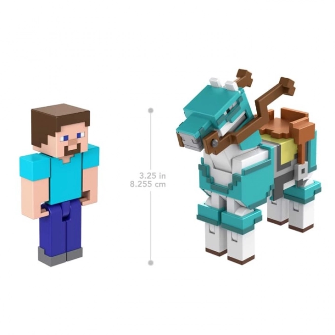 Minecraft Steve és ló figura