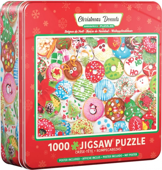 Eurographics karácsonyi fánkok puzzle fémdobozban 1000 darabos