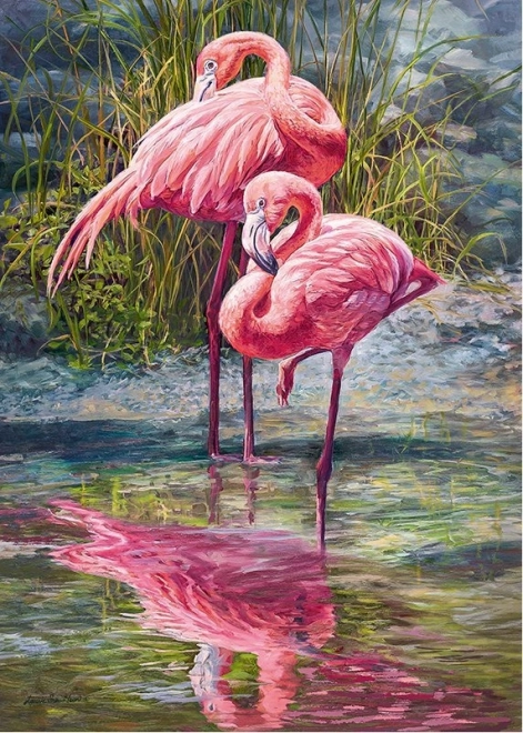 Piros puzzle flamingók 1000 darabos