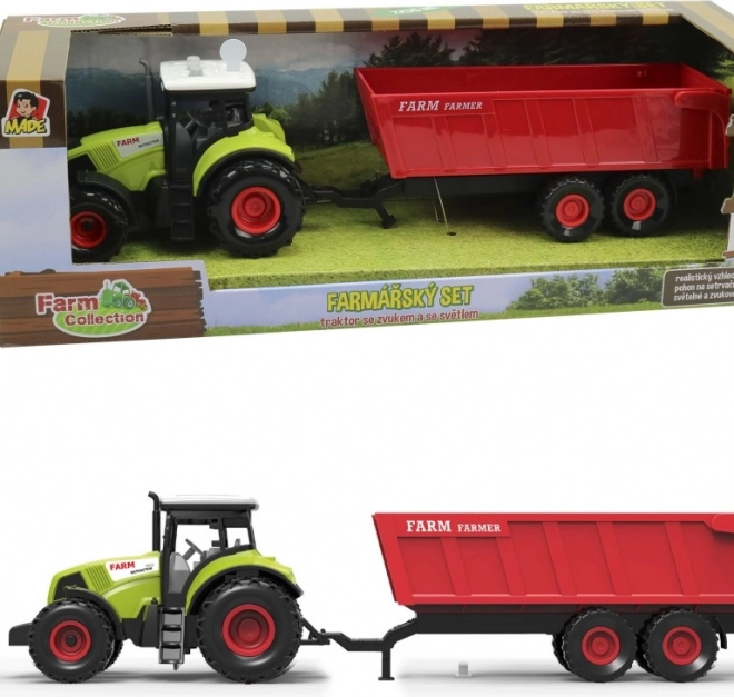 Traktor utánfutóval, fényekkel és hanggal