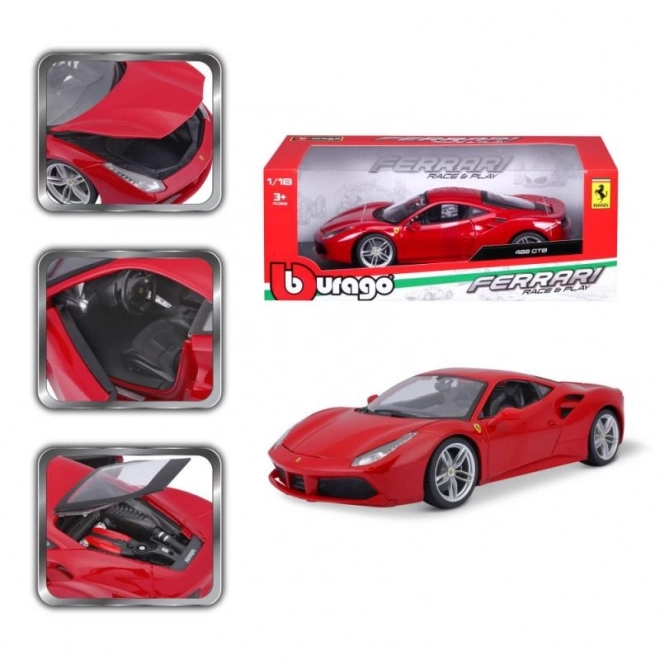 Fém autó modell Ferrari 488 GTB piros