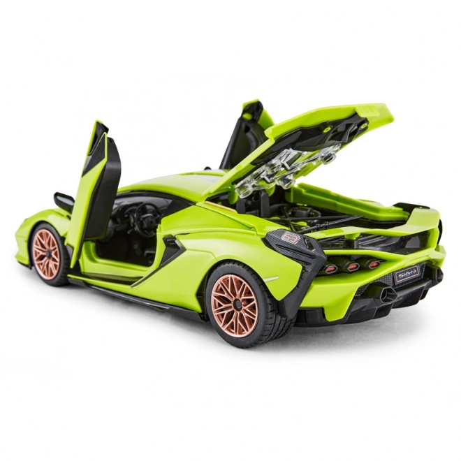 Lamborghini Sian zöld távirányítós autó 1:18 Rastar 2,4 GHz-es távvezérlővel és 72 részes karosszéria készlettel