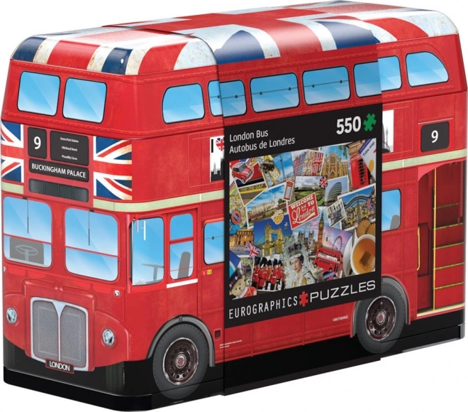 Londoni busz puzzle fém dobozban