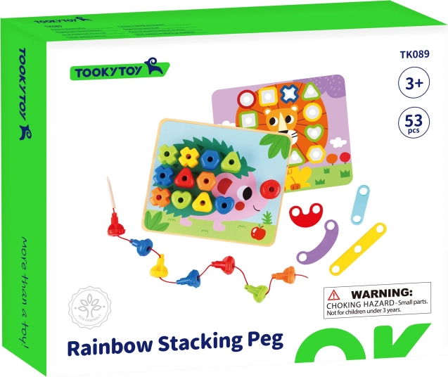Tooky Toy multifunkciós tábla színes csavarokkal a formák tanulásához