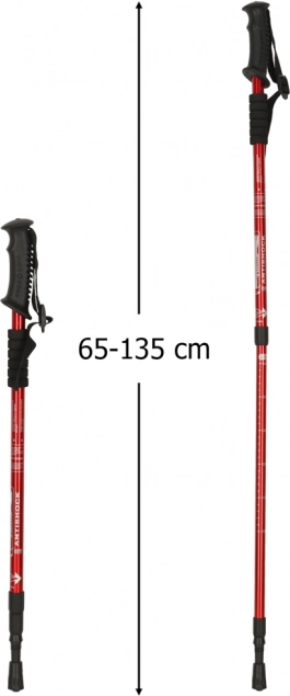 Összecsukható túrabotok Nordic Walking-hoz, 2 darab, piros
