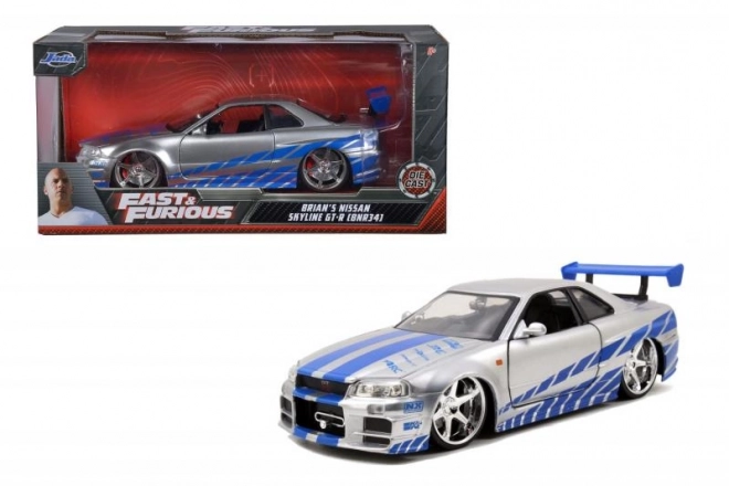 Rychle és Zběsile 2002 Nissan Skyline GTR-R R34 modellautó 1:24