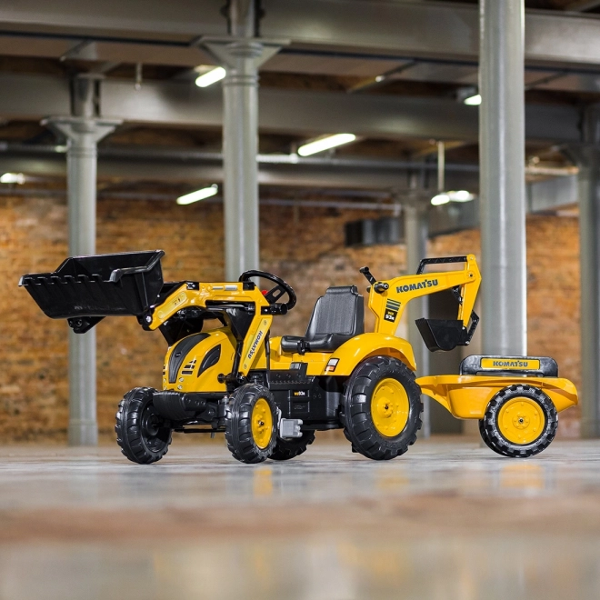 Komatsu pedál traktor elülső és hátsó kanállal és hengerrel
