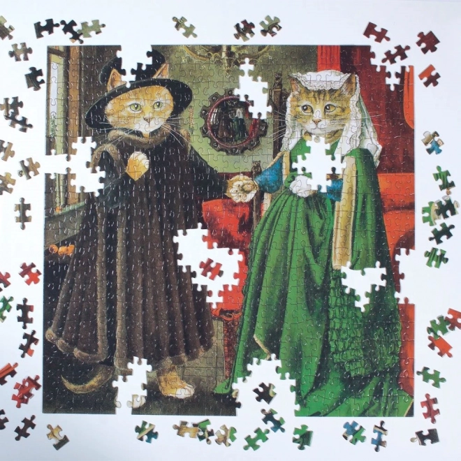 Meowsterpiece: Arnolfini házassága puzzle - 500 darabos