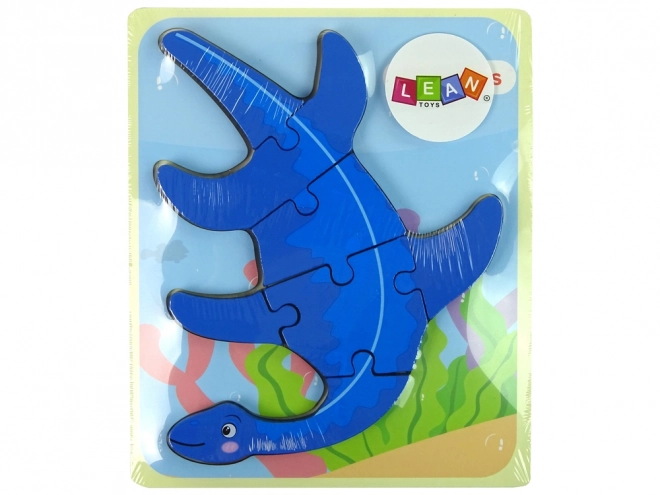 Fa dinoszaurusz puzzle pterodactyl rózsaszín és pliosaurus kék