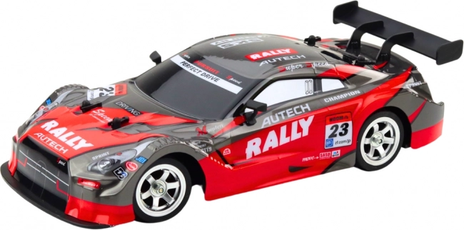 RC versenyautó drifteléshez, piros-fekete, 30 km/h, 1:16