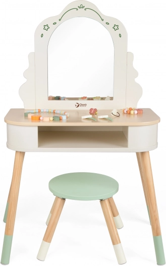 Fa toalettasztal Kerek Tükörrel és Kiegészítőkkel Pastel Classic World