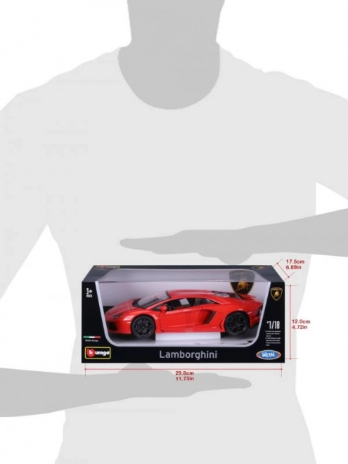 Bburago Lamborghini Aventador LP700-4 fém autó 1:18 méretarányban, narancssárga