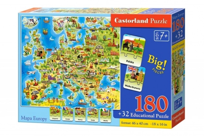 Edukációs puzzle Európa térképe 212 darab CASTORLAND