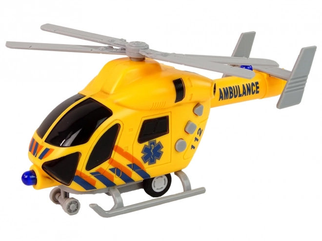 Mentőhelikopter sárga hangfény forgópropeller