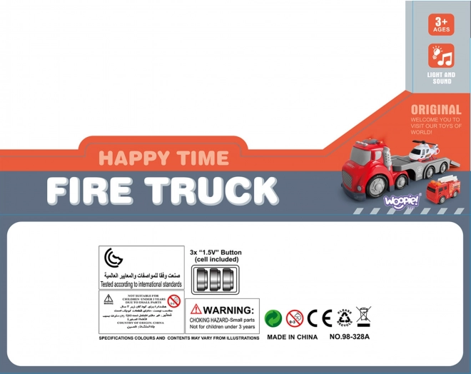 Vörös Tűzoltó Kisteherautó CITY TRUCK Hang- és Fényeffektusokkal