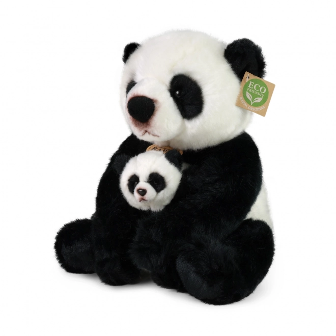 Panda plüssfigura kicsinyével 27 cm ECO-FRIENDLY