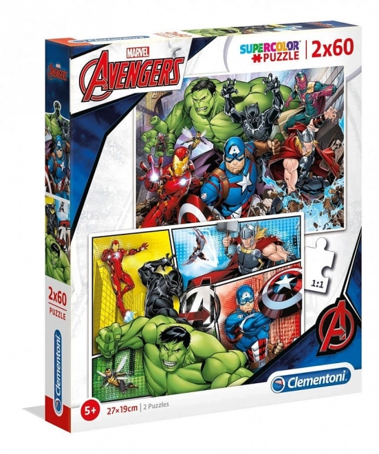 Puzzle 2x60 darabos Super Kolor - Avengers