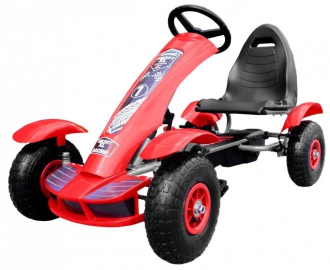 Racing pedálos gokart XL gyerekeknek 3+ Piros + Felfújható kerekek + Állítható ülés + Szabadonfutó