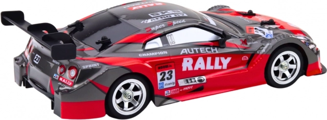 RC versenyautó drifteléshez, piros-fekete, 30 km/h, 1:16
