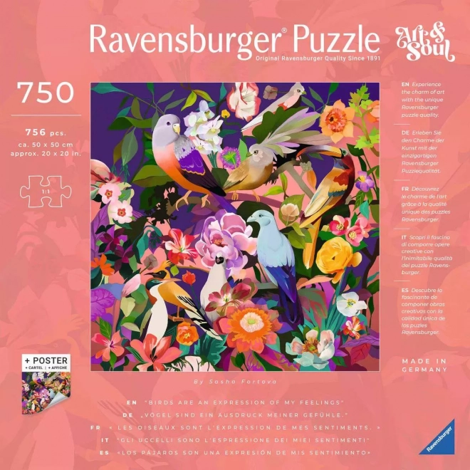 Ravensburger Art & Soul: Madarak megfigyelése puzzle 750 darabos