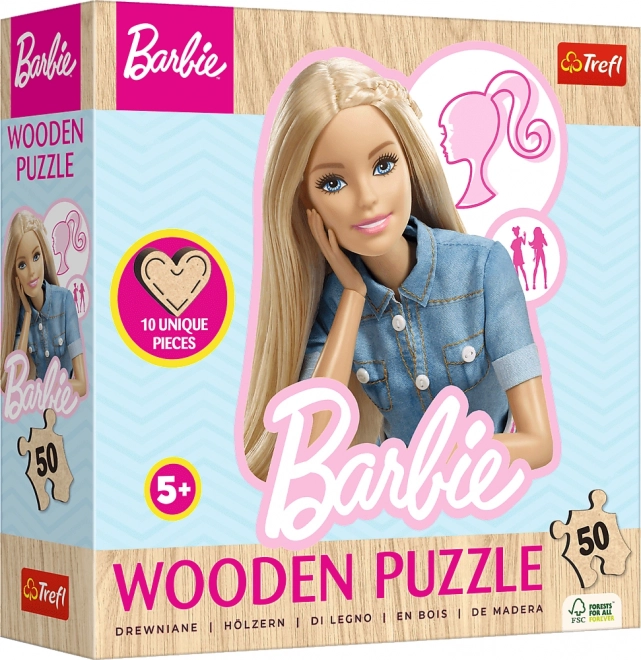 Trefl fából készült Barbie körvonalas puzzle 50 darabos