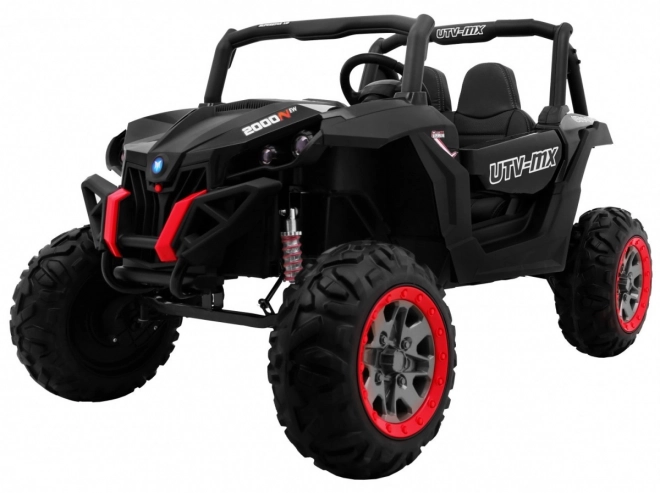 Gyerek babakocsi SuperStar fekete + 4x4 meghajtás + távirányítás + csomagtér + MP3 LED + ajtózár