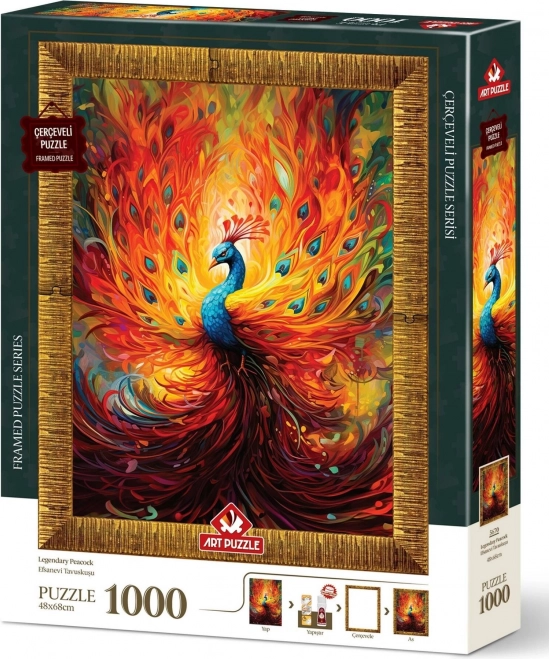 Puzzle kerettel és ragasztóval Színes páva 1000 darab