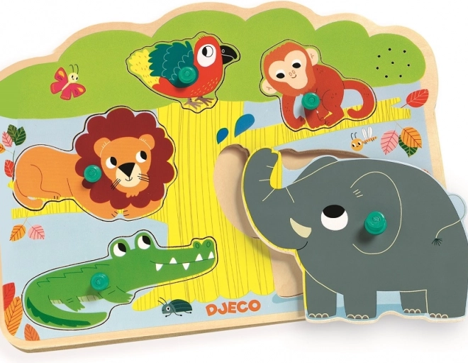 Djeco dzsungel állatos hangos puzzle