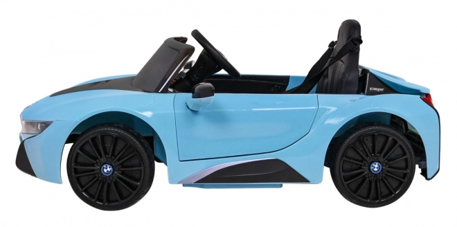 BMW I8 Lift Akkumulátor Autó Kék + távirányítás + lassú indítás + 3 pontos övek + MP3 USB + LED dióda