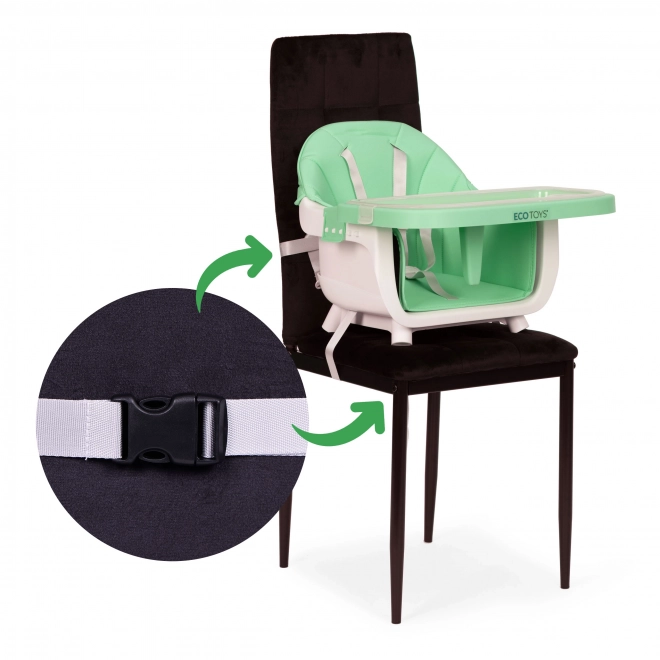 Gyermek etetőszék 2 az 1-ben zöld ecotoys