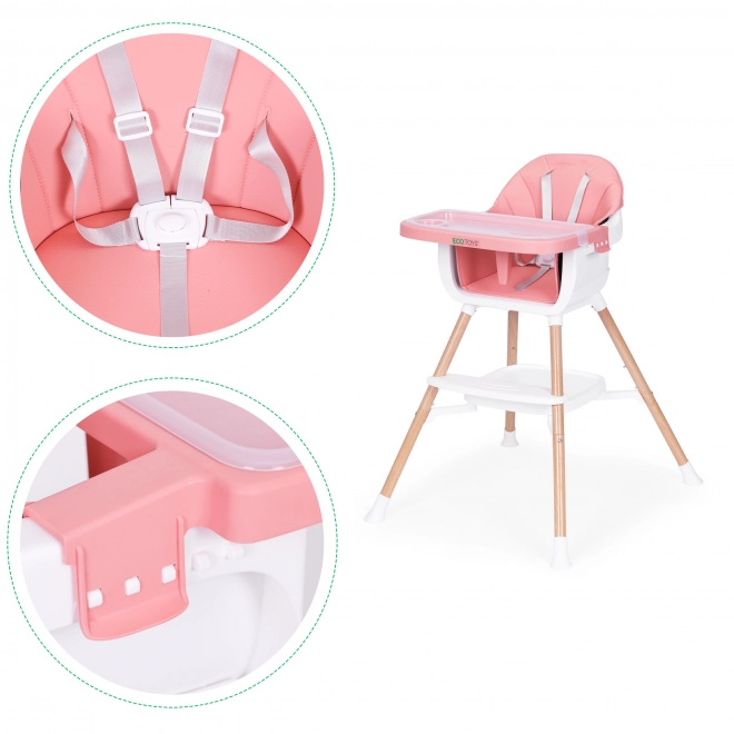 Gyerek etetőszék 2 az 1-ben rózsaszín ECOTOYS